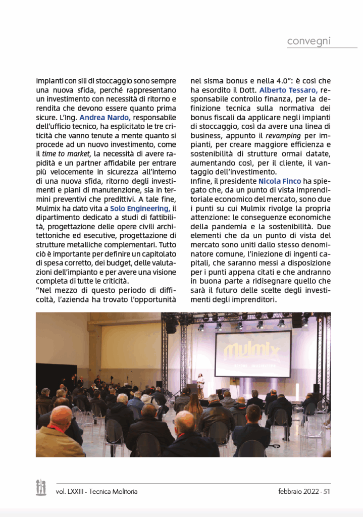 Rassegna Stampa 2022: nuovo articolo su Tecnica Molitoria mese di Febbraio
