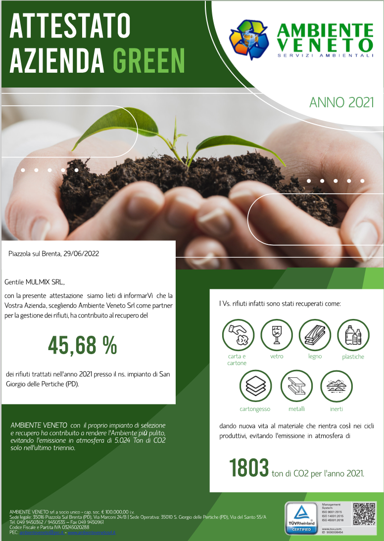 Mulmix Green: meno emissioni in atmosfera con la gestione dei rifiuti differenziati